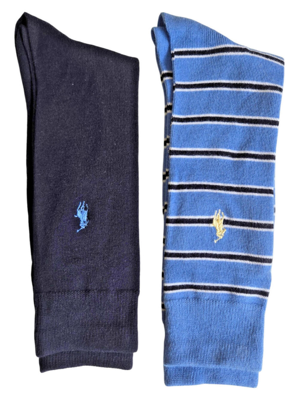 Polo Ralph Lauren Mens Trouser Dress Socks Blue Striped Navy Solid 2 pack NWT